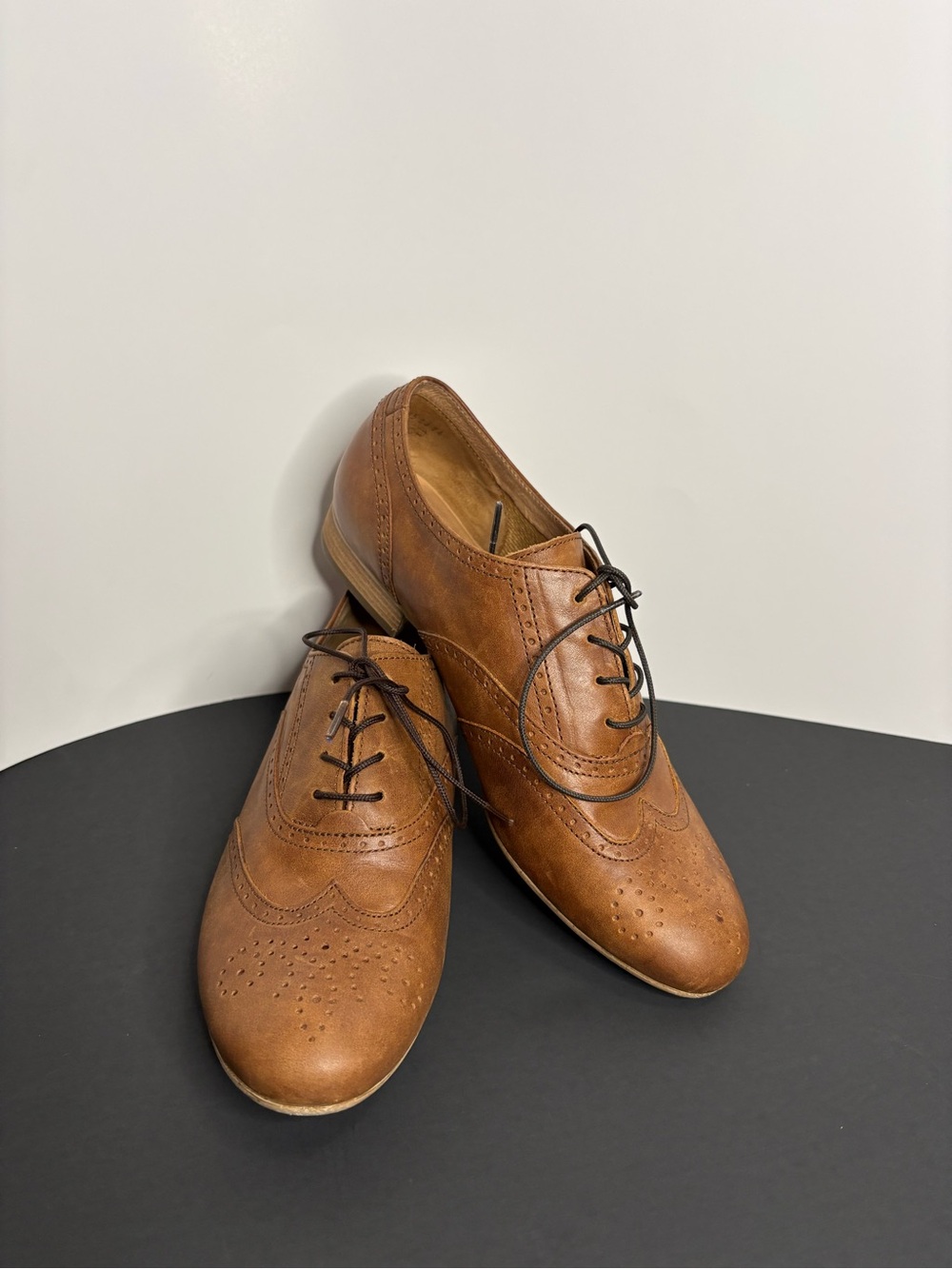 Gabor Tan Brown Kids Lace-Up Wingtip Dress Shoes